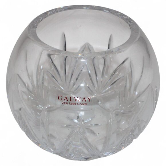 Galway 24% Lead Crystal Round Cut Glass Vase Elegant Design - Picture 5 of 8